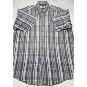 J Press VTG Madras Plaid Cotton Short Sleeve Button Down Shirt Mens Large
